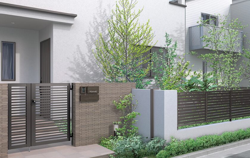 LIXIL　フェンスイメージ　アルミ　ブラウン